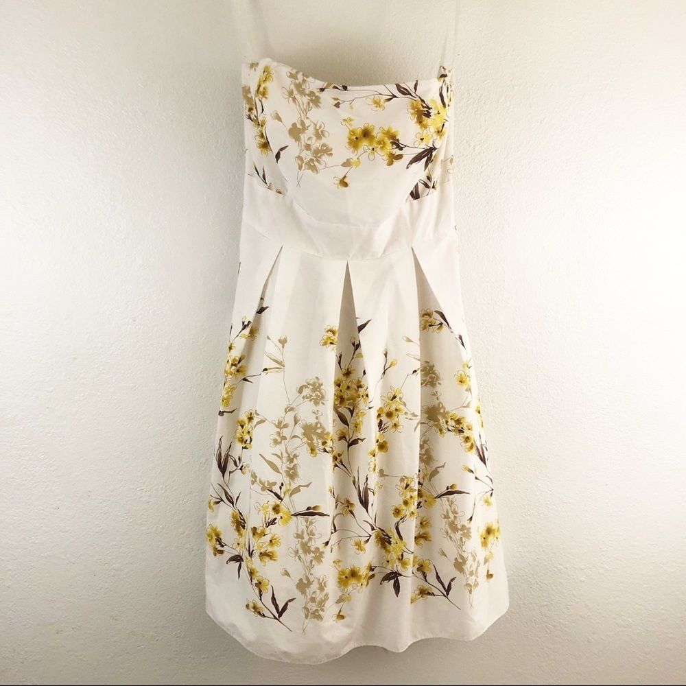 Strapless floral dress size 14.  It is a very small size 14(more like a 10)